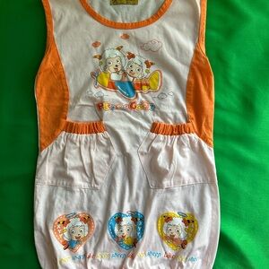 Cute Cartoon Sheep dress Age 6 - Orange and light Pink